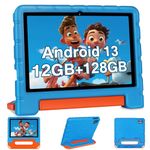 Kids Tablet 10 inch Android 13 Tablets for Kid Shockproof, 12GB+128GB, Octa-Core, 1280 X 800 HD Touchscreen, IWAWA Pre-Installed Parental Control, 2.4G/5G WiFi, 6000mAh, Bluetooth-Blue