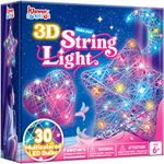 Klever Kits 3D String Art Kit for Kids, Light Up String Light Toy with 30 Multi-Colored LED Bulbs, Arts and Crafts Set