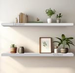 Lenakel Sizkon Wall Mounted Floating Shelf | Wall Rack Shelves and Bedroom Home Decoration Shelf for Living Room (Large, Set of 2, White) (Engineered Wood)