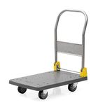 EQUAL 200kg Capacity Plastic Foldable Platform Trolley for Heavy Weight/Material Handling Goods Trolley for Home, Office, Warehouse & Industries - 48cm x 72cm (4" Wheel/Blue)