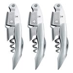 PINEAPPLE [3 Pack] Corkscrew Wine Opener with Foil Cutter, Manual Bottle Opener Wine Key for Servers, Bartenders, Waiters, Sommeliers (Stainless Steel)