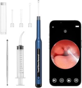 Tonsil Stone Remover with Camera - 2025 Tonsil Stone Remover Kit with LED Light Tonsillolith Removal Tool Tonsil Cleaner with 4 Heads, Tonsil Stone Syringe for Tonsil Stone Removal (Blue)