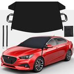 EcoNour Windshield Cover for Ice and Snow | Durable Frost Shield with S-Hook Elastic Straps | Enhanced Windproof Double Strap Design for SUV, Coupe & Hatchbacks | Medium (69" x 42")