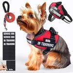 Service Dog Vest with 12 Customizable Patches and Reflective Design: No-Pull Dog Harness with Durable Soft Padded Handle for Small, Medium & Large Dogs (Red, Small)