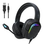 Black Shark Gaming Headset for PC, PS4, PS5, Xbox, Switch, All-in-1 Gaming Headphones with Ultra-Clear Bendable Mic, 50mm Dynamic Drivers, Noise Isolation Ear Cushions, in-line Controls - Goblin X1