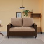 COUCH CULTURE Saya Dual Color Sofa for Living Room | 2 Persons Sofa| Premium Fabric with Cushioned Armrest | 12 Months Warranty| Solid Wood Frame| 2 Seater in Saya Duo Brown Color