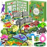 Edmirfun Dinosaur Toy Advent Calendar 2024, Christmas Countdown Calendar For Kids, 24 Days Surprise Christmas Gifts for Kids, Dinosaur Trucks, Map, Squishy Dinosaur Present For Kids 5 6 7 8 Years Old