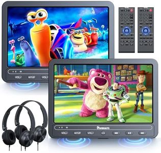 NAVISKAUTO 10,5" Doppio Lettore DVD Portatile per Auto con Batteria Ricaricabile Incorporata, Supporto Scheda USB/SD, Ultima Memoria, Riproduzione dello Stesso o di 2 Film Diversi (2 lettori DVD)