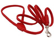 Dogs My Love 4ft Long Round Genuine Rolled Leather Dog Leash Red (X-Small: 1/4" (6mm))