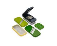 Joseph Joseph Multi-Prep Compact 4-in-1 Multifunctional Set, Kitchen Vegetable Chopper & Dicer, Cheese Grater, Mandoline Veggie Slicer, Food Julienne Cutter with Container