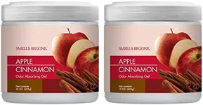 SMELLS BEGONE Air Freshener Odor Absorber Gel - 15 oz, Pack of 2 - Absorbs and Eliminates Odor in Pet Areas, Bathrooms, Cars, & Boats - Made with Essential Oils - Apple Cinnamon Scent