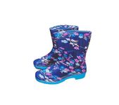 SUMAR™ Student Printed Blue Sole Ladies Gum Boot, Safety Anti-Static, Flexible PVC, Puncture & Tear Resistant, Anti-Slip, Oil/Water/Acid Resistance, Lightweight and Industrial/Worker Purpose (Size 7)