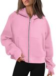 AUTOMET Womens Zip Up Hoodies Fleece Jackets Oversized Sweatshirts Fall Fashion Outfits 2024 Sweaters Winter Clothes Pink L