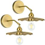 PASSICA DECOR Hardwired Wall Sconces Set of Two 2 Pack 180 Degree Adjustable Vintage lamp with Antique Brass Finish,Shade Whith Vein Pattern Sconce Wall Lighting Fixture for Kitchen Vanity Farmhouse…