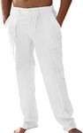 PASLTER Mens Casual Linen Pants Loo