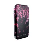 Ted Baker ANEMOY Black Flower Border Mirror Folio Phone Case for iPhone 13/14 Silver Shell