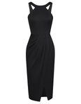 GRACE KARIN Ladies Summer Party Cocktail Dress Sleeveless Prom Split Wrapped Midi Pencil Dress Black L