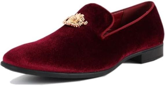 Cenprmon Men's Multiple Colors Penny Slip-on Velvet Loafer Cushioned Suede Tuxedo Dress Shoes Luxurious Smoking Slipper Party Prom Wedding Shoes Comfortable Lightweight, Burgundy, 11