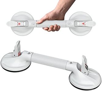 DAILYLIFE Suction Cup Grab Bar for Bathroom, Tool Free Shower Handle, Portable Grab Handle for Bathtub, Safety Rail for Handicap Elderly Senior, Quick (Dis)Assemble, Heavy Duty (253 LB), 17 inch White