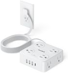 Thin Flat Extension Cord Indoor with USB C, SMALLRT Small Flat Plug Power Bar with 8 AC Outlets 3 USB (1 USB C), 6.5FT Small Power Strip Wall Mountable Cruise Ship, Travel, Home, Dorm Room Essentials