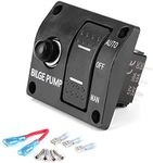 Bilge Pump Control, Long Durability Bilge Pump Switch Panel Built in Fuse Holder for 12V 24V DC Boat Bilge Pump