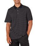 Amazon Essentials Men's Regular-Fit Quick-Dry Golf Polo Shirt, Black White Pinstripe, M