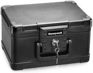 Honeywell Safes & Door Locks - Small Safe Box Chest for Home - Fireproof Safe Holds #10 Envelopes, USB Flash - Strong ABS Plastic - Document, Money Safe with Key Lock System - 0.15 CU, Black - 1101