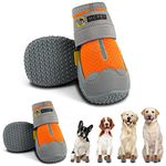 Hcpet Dog Boots Waterproof for Dog with Reflective Velcro Rugged Anti-Slip Sole and Skid-Proof Outdoor Paw Wear for Medium to Large Dogs 4Ps (Orange-Reflective, 6: 3.0"x2.6"(LW) for 52-65 lbs)