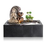 Dyna-Living Indoor Water Fountain Resin Rockery Tabletop Waterfall Fountain with Zen Garden for Home Room Decor