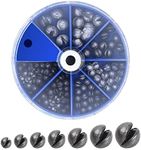 Kioiner 106 Pcs Fishing Weights Sinkers Kit, 7 Sizes Split Shot Fishing Sinkers, Round Removable Split Shot Fishing Weight with Storage Box for Fishing Line (0.2g 0.28g 0.38g 0.5g 0.8g 1.6g 2g)