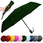 EEZ-Y Compact Travel Umbrella w/Windproof Double Canopy Construction - Auto Open Close Button for One Handed Operation - Sturdy Portable and Lightweight for Easy Carry