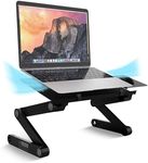 WorkEZ Best Adjustable Laptop Stand for Desk, Portable Laptop Stand Adjustable Height, Foldable Cooling Computer Stand Laptop Riser for Desk, Black