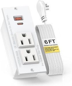Recessed Power Strip with PD 20W USB C Ports, Desk Power Grommet Recessed Outlets with 2-Outlet & 2 USB Ports 6FT Extension Cord Flush-Mount Power Socket for Cabinet/Drawer/Nightstand, ETL Listed