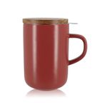 OGO LIVING Juliet Herbal Tea Pot 475 ml – Ideal for Tea and Herbal Tea – Stoneware Tea Mug and Acacia Wood Lid – Burgundy – 7912035