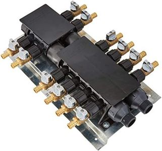 SharkBite 12 Port Home Run Manifold 3/4 Inch MNPT Inlet x 1/2 Inch Brass Crimp Ball Valve Outlets, PEX Pipe, PE-RT, RM22712