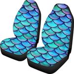 Showudesigns Car Seat Cover Front Seats Only Full Set of 2 Scale Blue Bucket Seat Covers Stretchable Back Easy Wrap fit Most Car Truck SUV