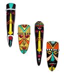 Hand Art Handcrafted Home Decorative Abstract Terracotta Tribal Egyptian Mask Wall Hanging (Multicolour, 25.5 cm) -Combo of 4 Pieces