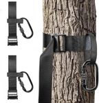 Tree Stand Harness Strap, Wider Treestand Safety Harness with Locking Carabiner Hook for Hunting, Bow Deer Hunting Tree Stand Accessories Lifeline Rope with Adjustable Buckle Lanyard 2 Pack