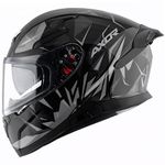 Axor Apex Hunter ISI ECE DOT Certified Full Face Dual Visor Helmet for Men and Women with Pinlock Fitted Outer Clear Visor and Inner Smoke Sun Visor Black Grey Helmet-XL