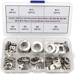 HVAZI 350PCS Metric M3 M4 M5 M6 M8 M10 M12 304 Stainless Steel Wave Spring Washer Assortment Kit