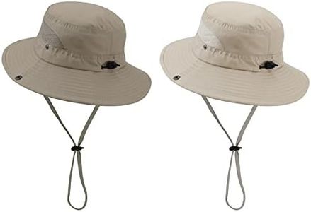 Century Star Outdoor Kids Sun Hat Boys Girls Beach UPF 50+ Bucket Cap Wide Brim Youth Fishing Safari Hat 2Pcs Khaki & Beige 5-13T