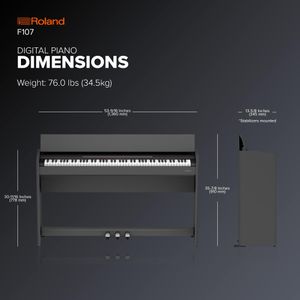 Roland F107 Digital Piano – Compact Home Keyboard with Weighted Keys