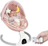 JFOVMCYG Electric Infant Swing with Remote Control, 5 Swing Speeds, 3 Seat Positions, 8/15/30 Min Timer, 5-Point Harness, Washable Seat, Stable Frame – Pink