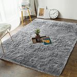 Andecor Soft Fluffy Bedroom Rugs - 4 x 6 Feet Indoor Shaggy Plush Area Rug for Boys Girls Kids College Dorm Living Room Home Decor Floor Carpet, Grey