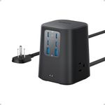 Anker Charging Station (100W), 9-in-1 USB-C Power Strip with 300J Surge Protection, for iPhone 15 and MacBook, 5 ft Flat Cable and Plug, 4 USB-C and 2 USB-A Ports, 3 AC Outlets, for Home, Office