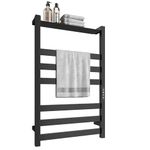 Colliford Towel Warmer,Stainless Steel Towel Warmer Rack for Bathroom -6 Bars with Shelf Wall Mounted Towel Heater with Intelligent Touch Screen Timer, Hard Wired/Plug-in, Black