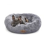 Silentnight Donut Calming Dog Bed – Calming Dog Cat Pet Bed Anxiety Relief Soft Fluffy Doughnut Pillow – Easy Clean Machine Washable Luxury Plush Dog Pillow Basket – 70cm - Grey