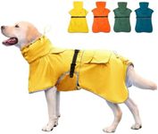 KOOGAL Dog Raincoat Waterproof Dog Rain Coat with Hoodile, Reflective Adjustable Lightweight Pet Rain Jacket for Medium Large Dogs(Yellow, 7XL)