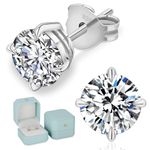 KRKCLIFE Moissanite Earrings, Sparkly Lab Created Diamond Earrings for Women, 2.0 CT, D Color, VVS1, 925 Sterling Silver, White Gold 4 Prong Setting Studs Jewelry Gifts for Women, 6.5mm