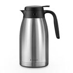 Navaris Insulated Coffee Server - Stainless Steel Carafe - Thermal Tea or Water Dispenser - Vacuum Kettle for Hot & Cold Drinks - 67.6 oz / 2.0 L